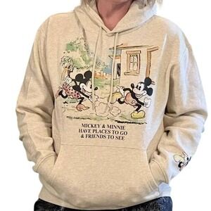 Disney Mickey and Minnie Places to Go Gray Hoodie Sweatshirt Size XX No FlawsL